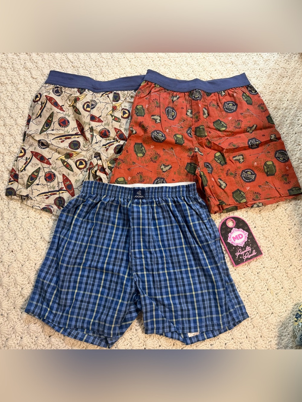 Jockey Boys Blue Plaid and Multicolor Printed Boxer Shorts Set